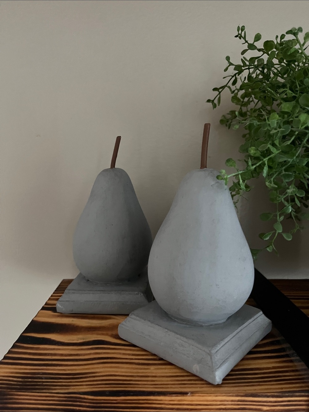 Creative Co-Op Gray Concrete Pear Bookends with Brown Stem